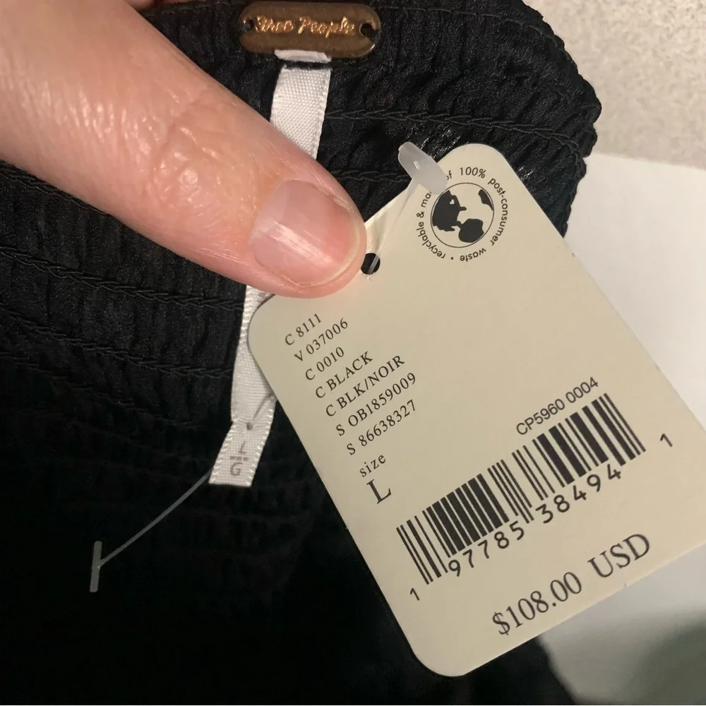 NWT Free People Black Large Long Sleeve Once You Realize Corset Cropped Top